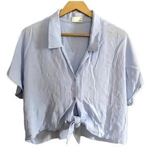 Wilfred Free Blue Crop Front Tie Top